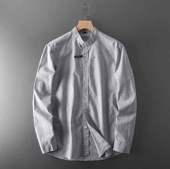 Men's Military Style New Men's Long Sleeve Slim Shirt Men's Long Sleeve Cotton Men's Shirt with Epaulets Double Pockets