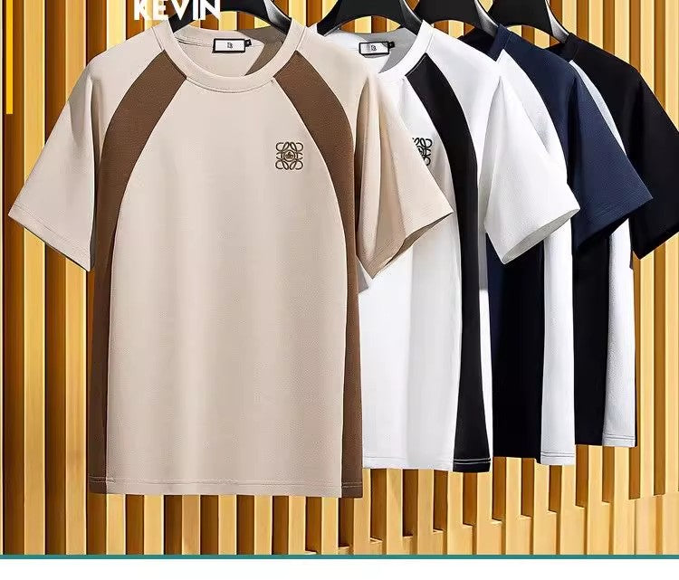 Short sleeved T-shirt, men's trendy pure cotton round neck clothing, student loose fitting Hong Kong style printed T-shirt, new summer