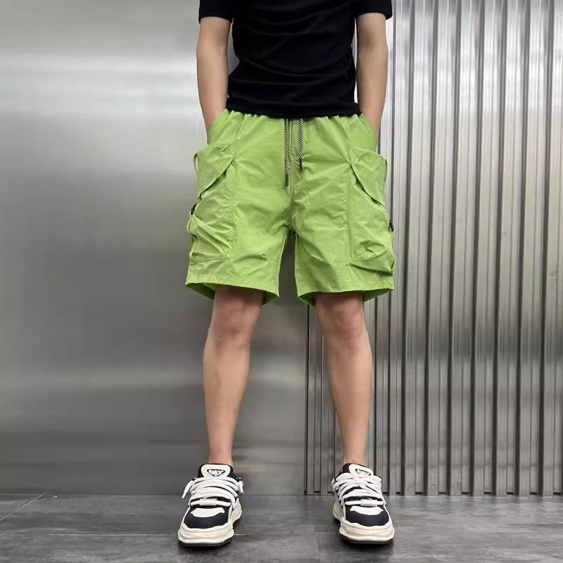 American shorts, men's summer casual pants, 5/4, pure cotton casual pants, solid color, thin half cut 5/8 straight leg pants